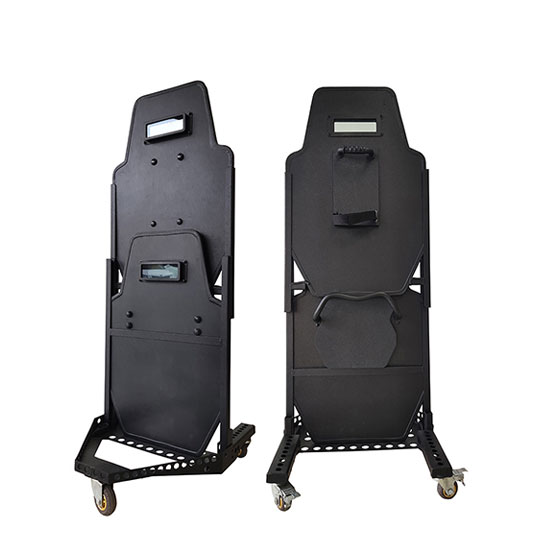 High performance combinable wheeled bulletproof shield with window