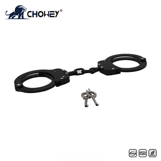 New high quality military carbon steel classic style metal police dual key handcuffs
