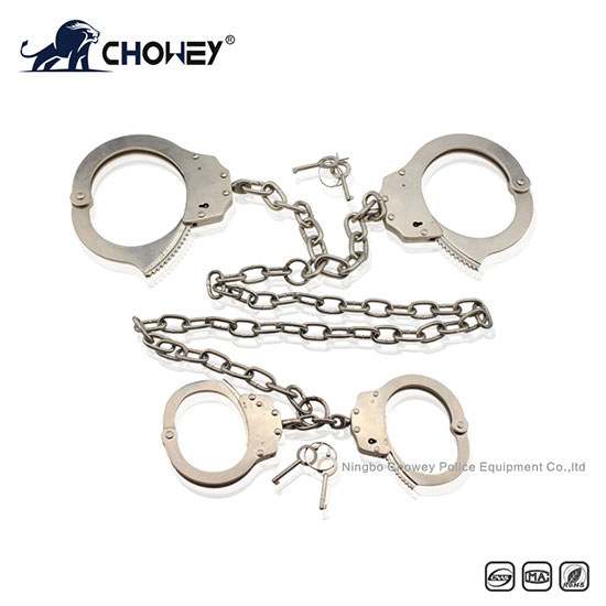 Nickel plated carbon steel handcuffs and legcuffs 2 in 1