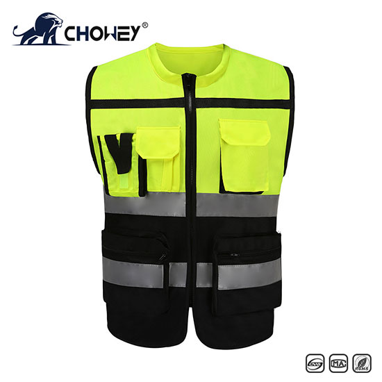 Multi-pocket vest, traffic sanitation inspection, reflective safety vest for construction site engineering