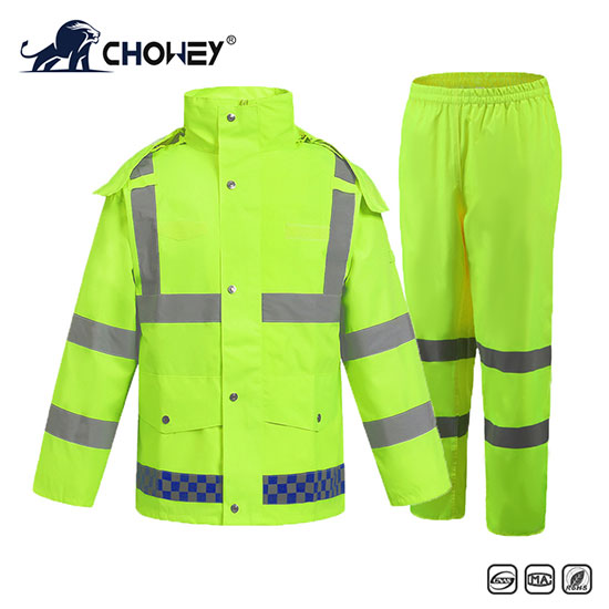 Reflective raincoat rain pants suit traffic safety on duty road administration fluorescent yellow-green outdoor split waterproof adult raincoat