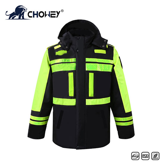 Winter style thickened detachable inner liner black double-layer reflective cotton coat on duty reflective raincoat cotton coat urban management plus cotton raincoat