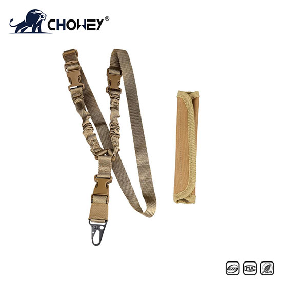 Military single point tactical gun sling with shoulder pad