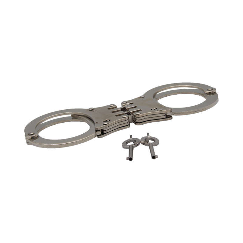 High Quality Military Carbon Steel Alloy Aluminum Classic Style Metal Police Dual Key Handcuffs