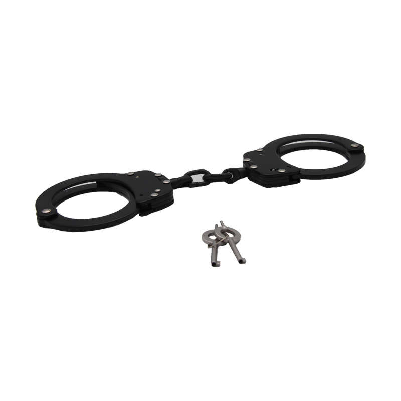 New high quality military carbon steel classic style metal police dual key handcuffs