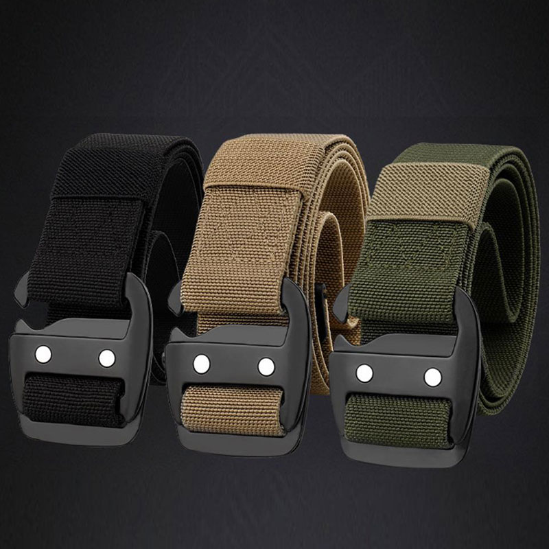 High Quality Police Tactical Belt High Elasticity Zinc Alloy Buckle Military Belt
