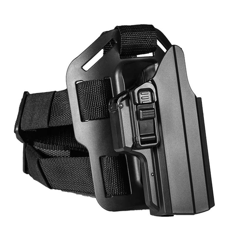 High quality rigid plastic steel IPSC holster for leg belt and belt