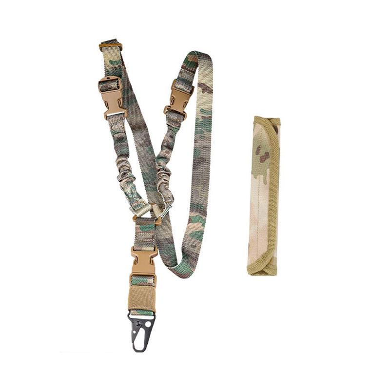 Military single point tactical gun sling with shoulder pad