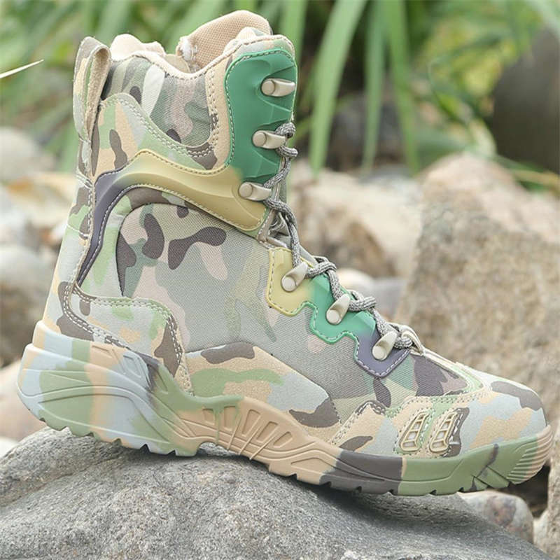 High quality camouflage high top men's tactical shock-absorbing military boots