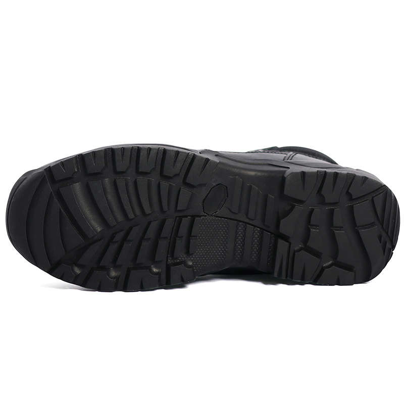 Black Tactical Boots High-Shine Leather Heel & Toe with Goodyear Storm Welt and Slip-Resistant Outsole