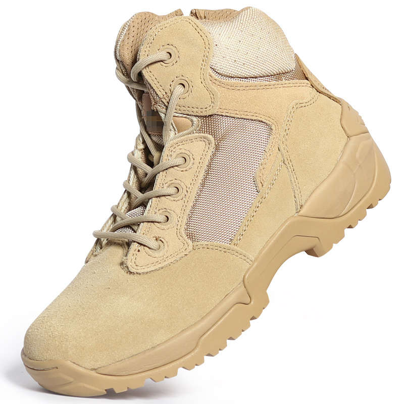 High quality brown low top men's tactical shock-absorbing military boots