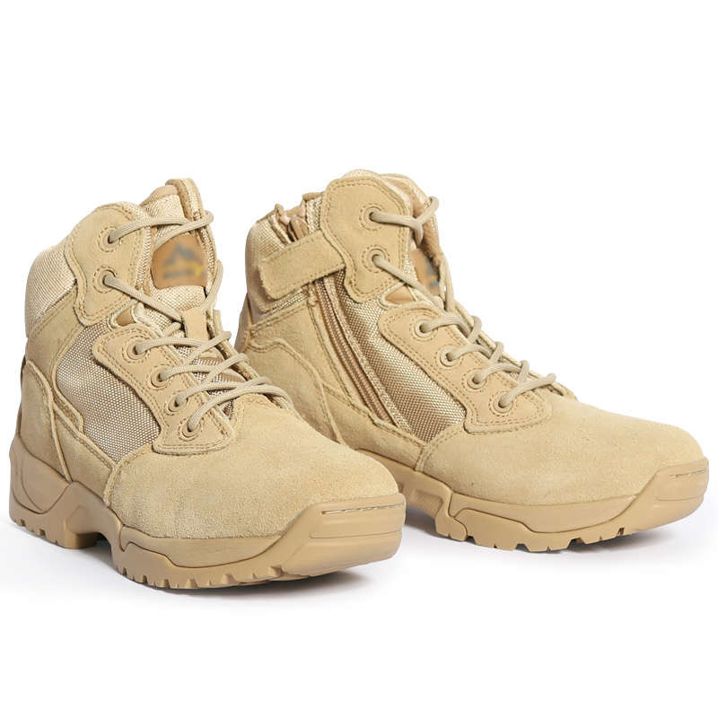 High quality brown low top men's tactical shock-absorbing military boots