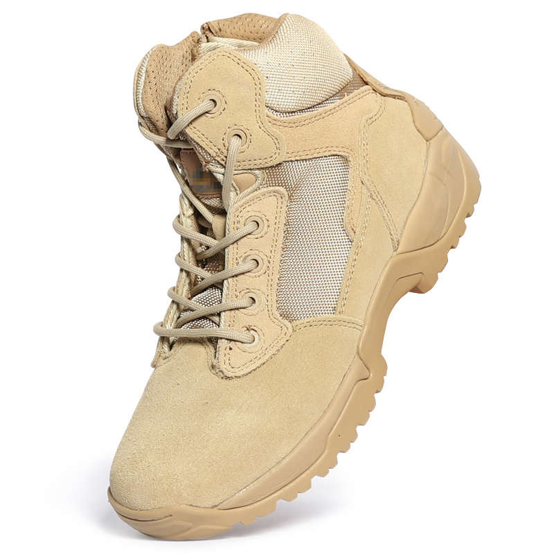 High quality brown low top men's tactical shock-absorbing military boots