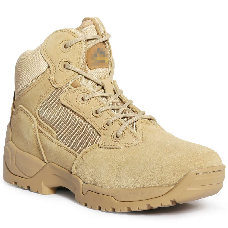 High quality brown low top men's tactical shock-absorbing military boots