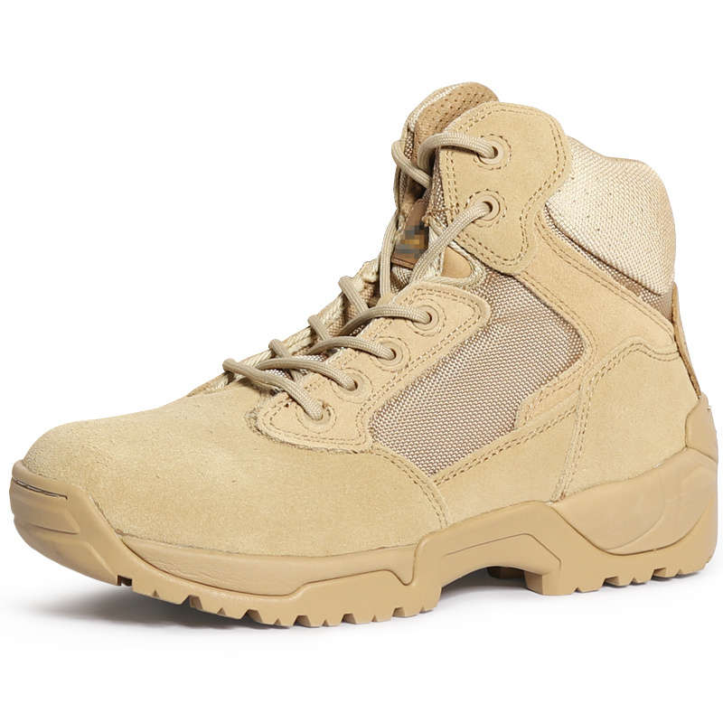 High quality brown low top men's tactical shock-absorbing military boots