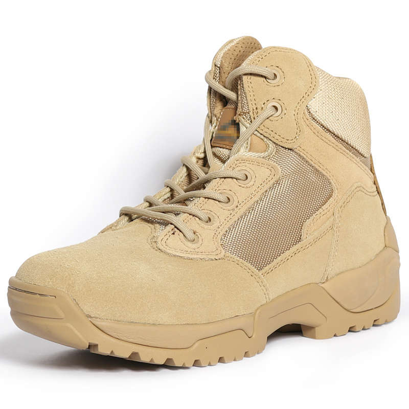 High quality brown low top men's tactical shock-absorbing military boots