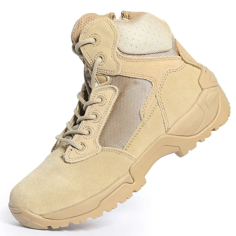 High quality brown low top men's tactical shock-absorbing military boots