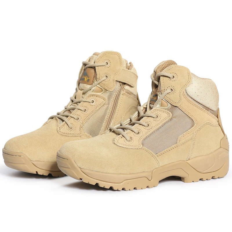 High quality brown low top men's tactical shock-absorbing military boots