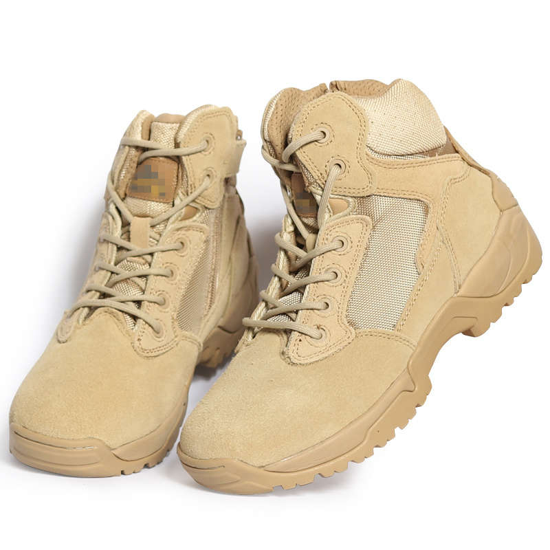 High quality brown low top men's tactical shock-absorbing military boots