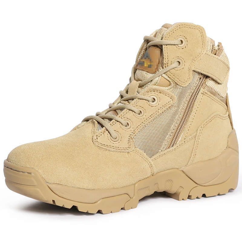 High quality brown low top men's tactical shock-absorbing military boots