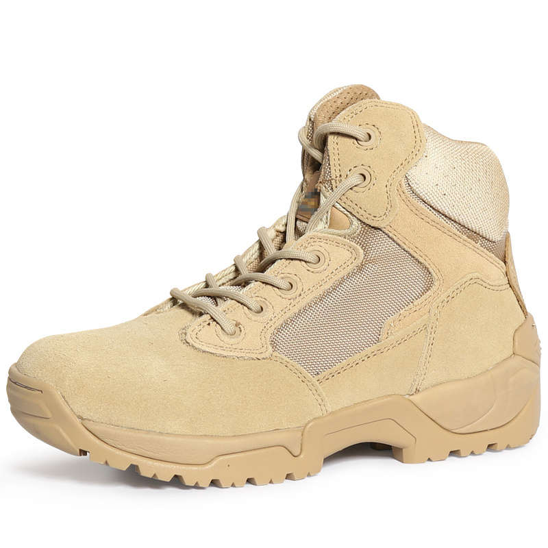 High quality brown low top men's tactical shock-absorbing military boots