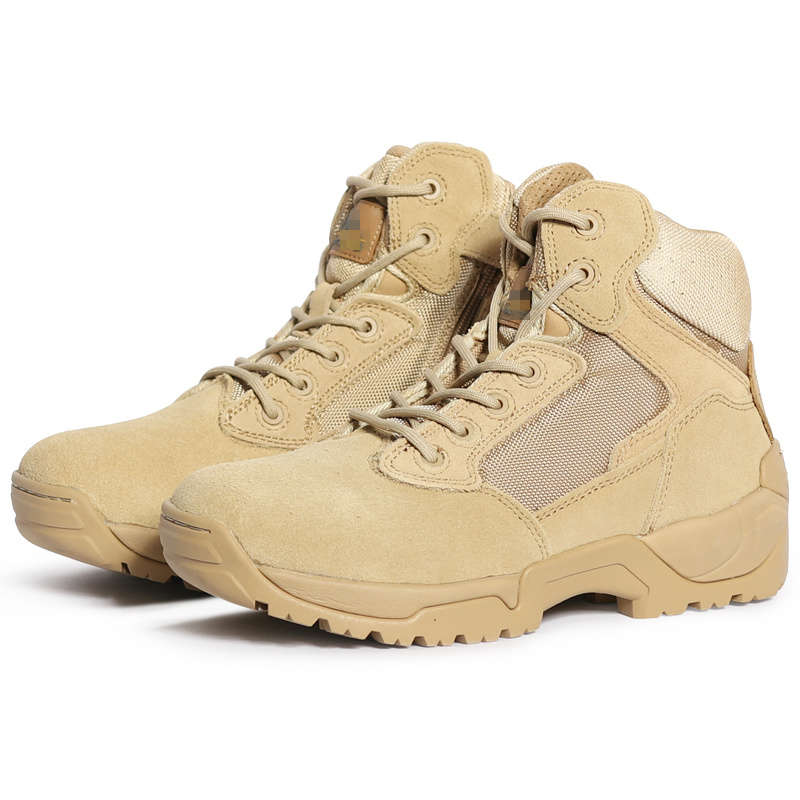 High quality brown low top men's tactical shock-absorbing military boots