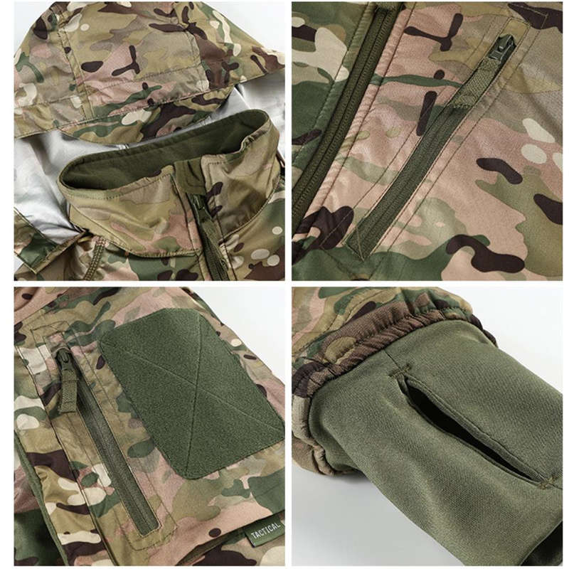 Waterproof camouflage fleece soft warm clothing tactical cycling jacket