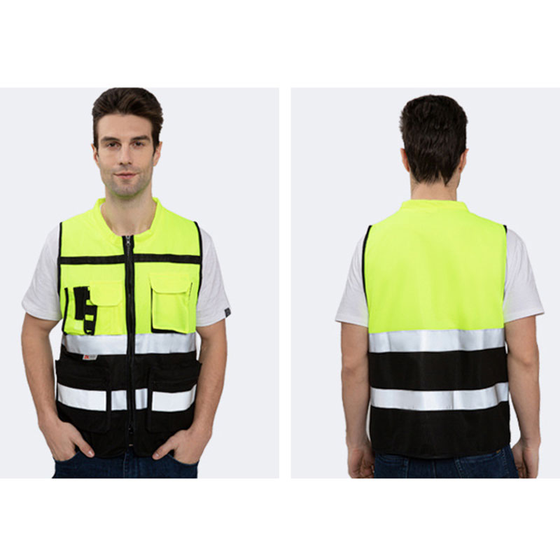 Multi-pocket vest, traffic sanitation inspection, reflective safety vest for construction site engineering