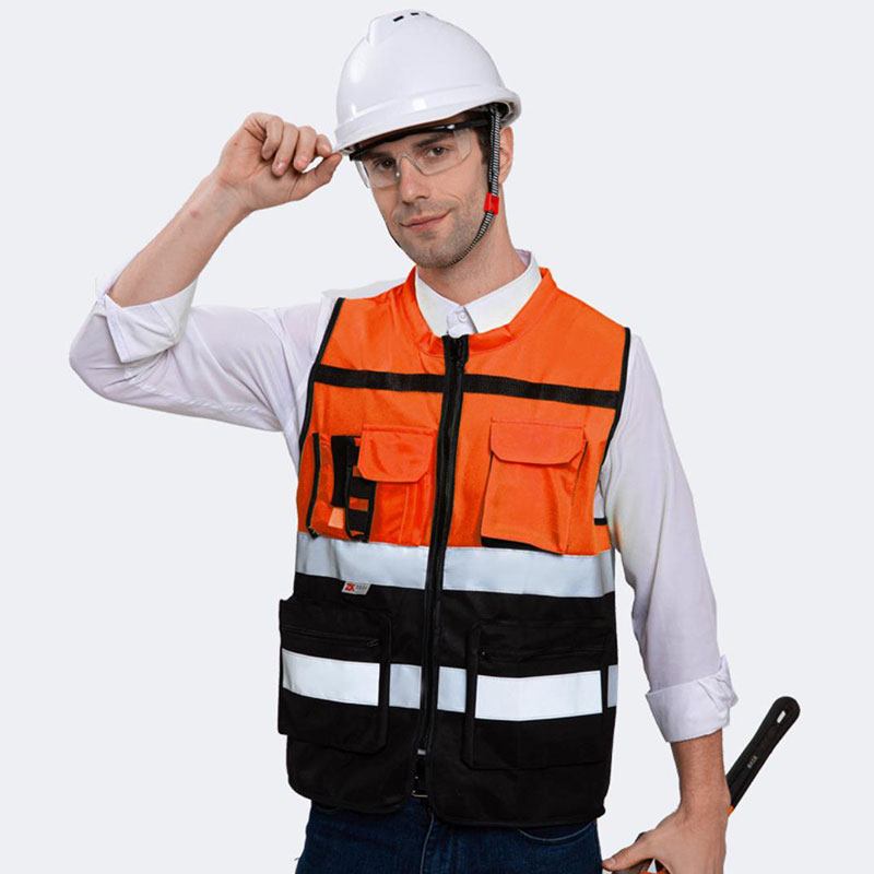 Multi-pocket vest, traffic sanitation inspection, reflective safety vest for construction site engineering