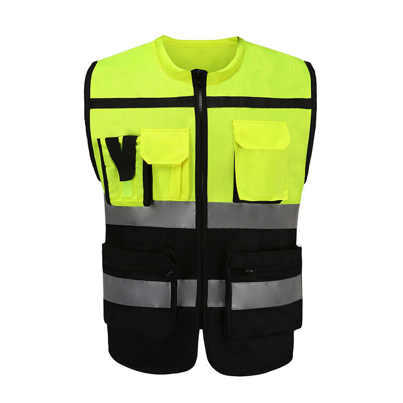 Multi-pocket vest, traffic sanitation inspection, reflective safety vest for construction site engineering