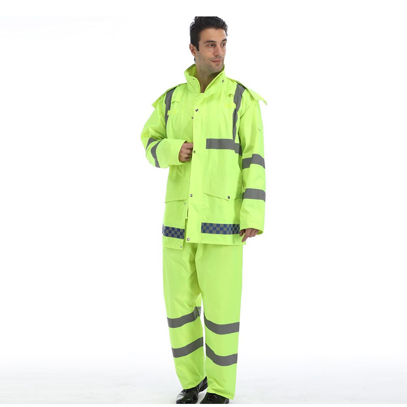 Reflective raincoat rain pants suit traffic safety on duty road administration fluorescent yellow-green outdoor split waterproof adult raincoat