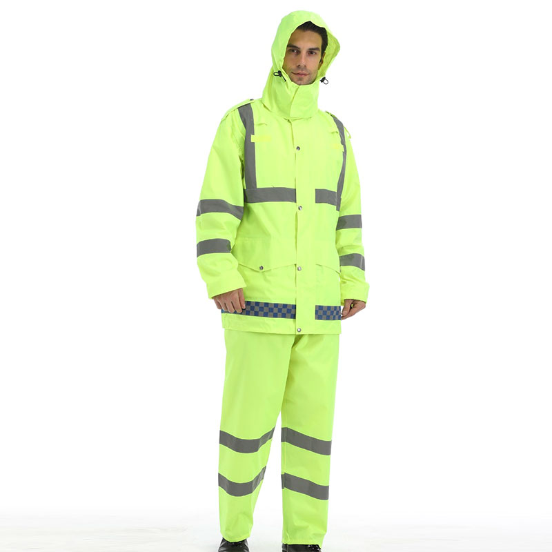 Reflective raincoat rain pants suit traffic safety on duty road administration fluorescent yellow-green outdoor split waterproof adult raincoat