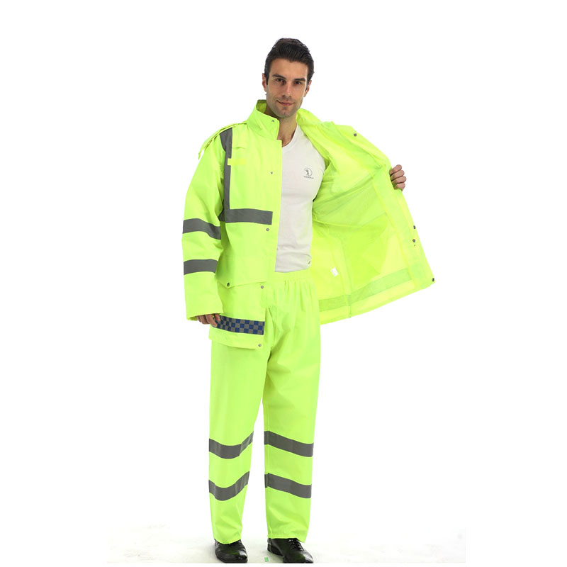 Reflective raincoat rain pants suit traffic safety on duty road administration fluorescent yellow-green outdoor split waterproof adult raincoat