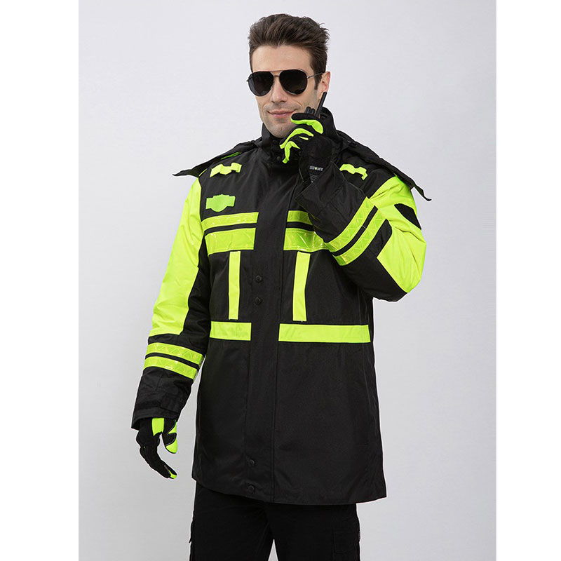 Winter style thickened detachable inner liner black double-layer reflective cotton coat on duty reflective raincoat cotton coat urban management plus cotton raincoat