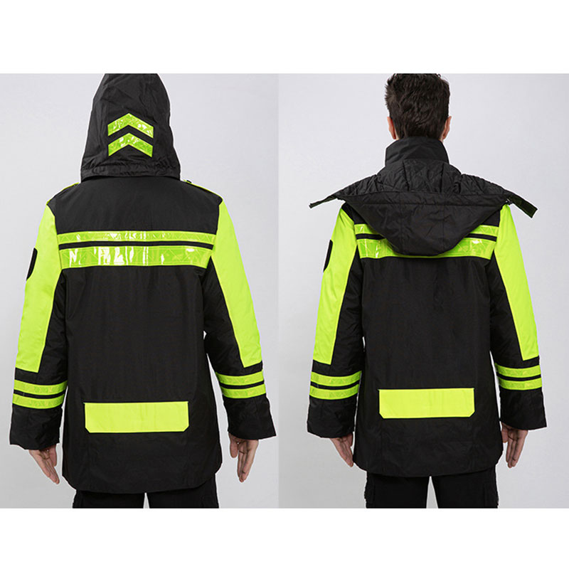 Winter style thickened detachable inner liner black double-layer reflective cotton coat on duty reflective raincoat cotton coat urban management plus cotton raincoat