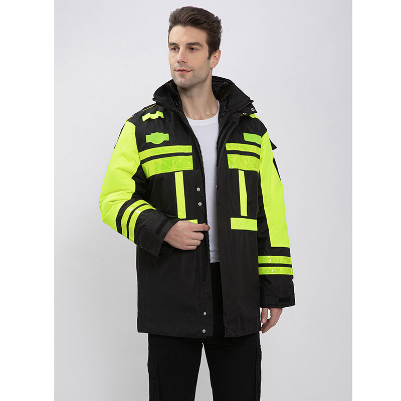 Winter style thickened detachable inner liner black double-layer reflective cotton coat on duty reflective raincoat cotton coat urban management plus cotton raincoat