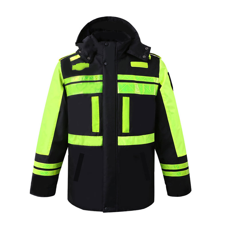Winter style thickened detachable inner liner black double-layer reflective cotton coat on duty reflective raincoat cotton coat urban management plus cotton raincoat