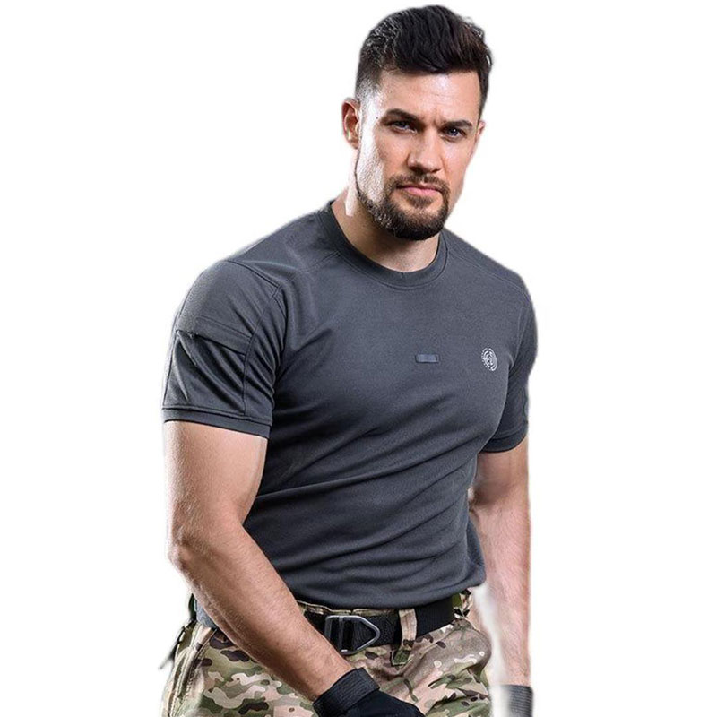 Tactical summer breathable round neat T -shirt men's outdoor sports, hygroscopic sweat, sweat, short sleeves