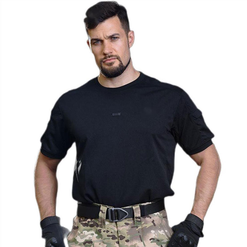Tactical summer breathable round neat T -shirt men's outdoor sports, hygroscopic sweat, sweat, short sleeves