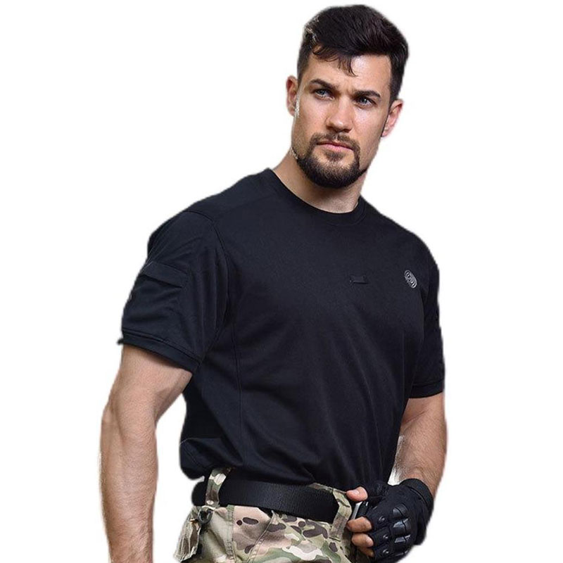 Tactical summer breathable round neat T -shirt men's outdoor sports, hygroscopic sweat, sweat, short sleeves
