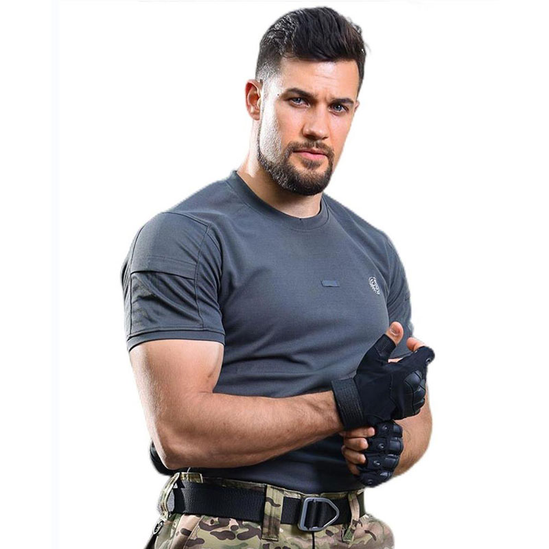 Tactical summer breathable round neat T -shirt men's outdoor sports, hygroscopic sweat, sweat, short sleeves