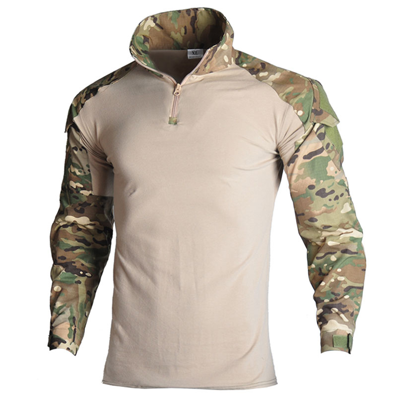 Outdoor cycling training frog clothing multi -color training top camouflage clothes hiking mountaineering tactical long -sleeved T -shirt energy service