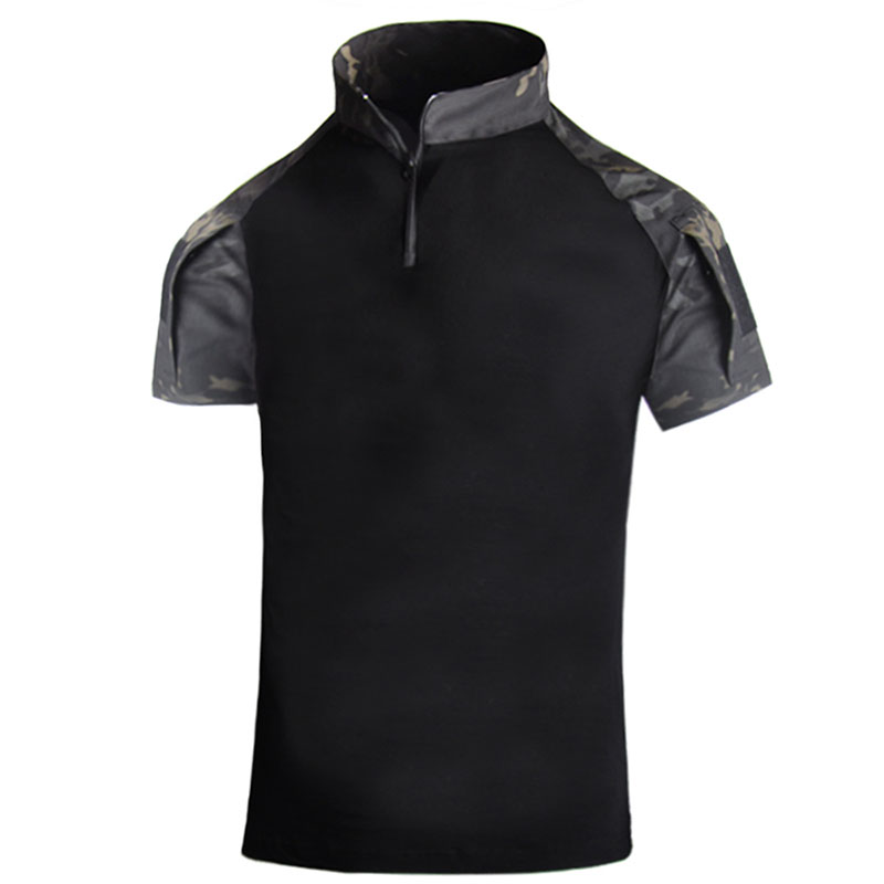 Outdoor tactical T -shirt Men's Sports sweaty and moisturizing function fast dry clothing elastic leisure lapel speed dry short sleeves