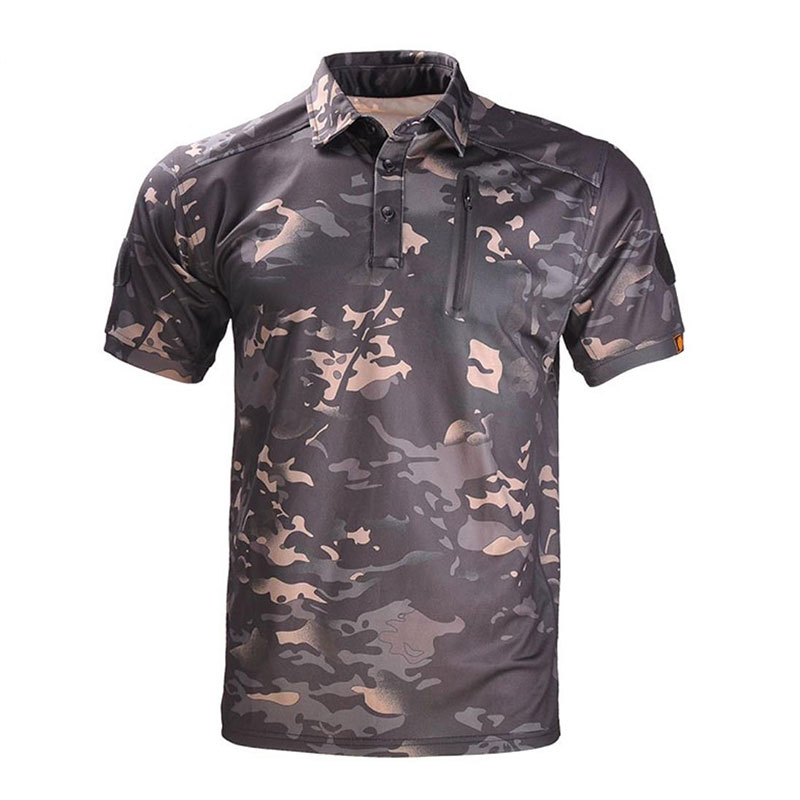 Outdoor tactical T -shirt Men's Sports sweaty and moisturizing function fast dry clothing elastic leisure lapel speed dry short sleeves
