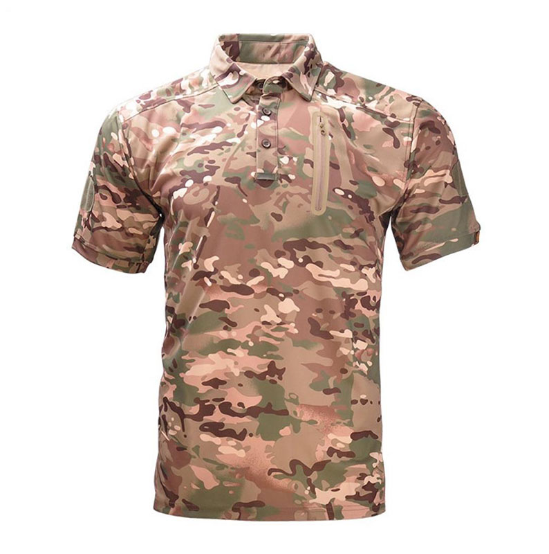 Outdoor tactical T -shirt Men's Sports sweaty and moisturizing function fast dry clothing elastic leisure lapel speed dry short sleeves