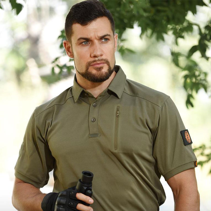 Outdoor tactical T -shirt Men's Sports sweaty and moisturizing function fast dry clothing elastic leisure lapel speed dry short sleeves